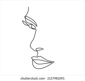 abstract face one line drawing. Portrait minimalistic style