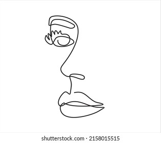 dibujo abstracto de una línea de cara. Estilo retrato minimalista