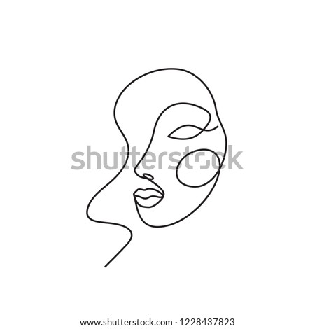 Abstract Face One Line Drawing Portret Stock Vector (Royalty Free ...