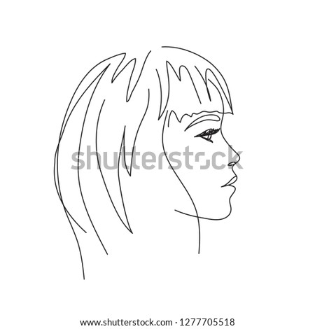 abstract face one line drawing. Portret minimalistic style