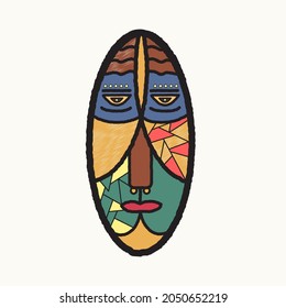 abstract face painting. hand drawn cubism face. culture face art. africa face art for wall art, t-shirt and poster design.