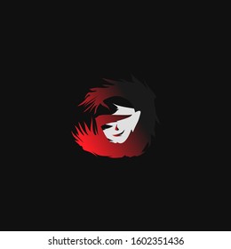 ABSTRACT FACE PICTURES WITH BLACK AND RED COLORS
