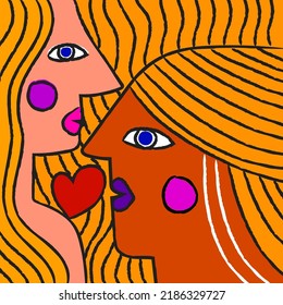 Abstract face portrait character figure hand drawn vector illustration.