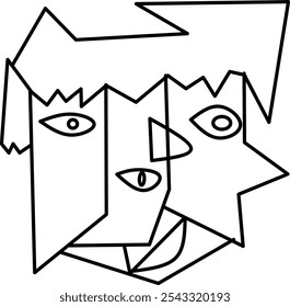 abstract Face portrait vector. cubist painting illustration. Artistic and stylish modern print. Hand drawn vector illustration.