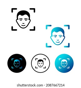 Abstract Face Recognition Icon Illustration