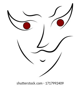 Abstract face with red eyes, vector illustration
