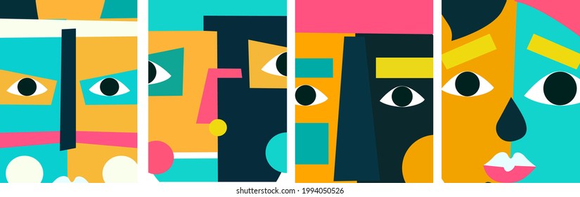 abstract face set. abstract face for your card, wall hanging, social media, decoration and other business