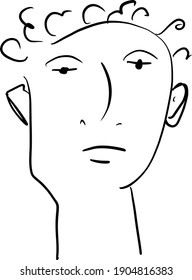 abstract face sketch. Hand drawn illustration. man