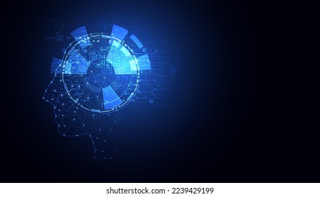 Resumen Tecnología Face AI Inteligencia Artificial diseños futuristas, modernos y líneas digitales. Sobre un fondo azul moderno
