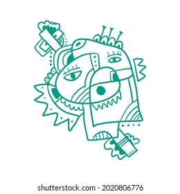 abstract face with tribal decorative ornament
