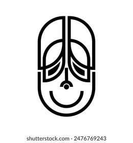 abstract face typography logo in black color