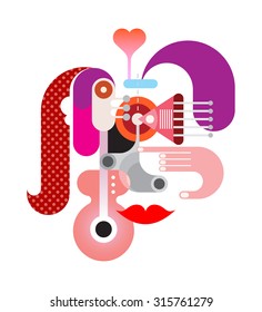 Abstract face vector illustration. Isolated graphic design on white background.