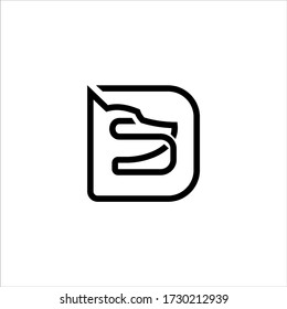 Cara abstracta de lobo y letras DS o SD con logotipo de estilo lineal.