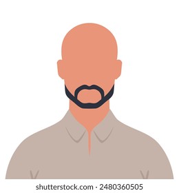 Abstract faceless bald man with beard. Bald bearded male avatar. Vector illustration