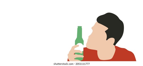 Abstract Faceless Man Holding a Green Bottle Illustration, Hand Drawn Vector Illustration.