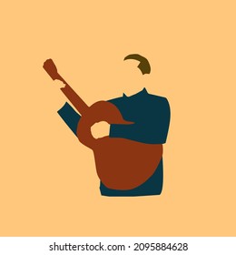 Abstract Faceless Man Playing a Guitar Illustration, Hand Drawn Vector Illustration.