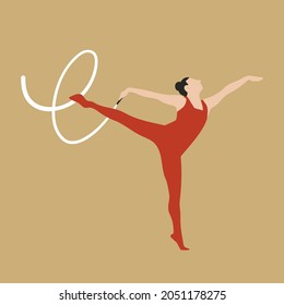Abstract Faceless Woman Doing Ballet Illustration, Hand Drawn Vector Illustration.