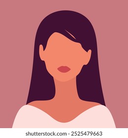 Abstract faceless young Latin woman with long hair. Abstract portrait. Vector illustration