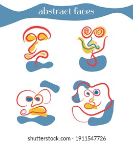 Abstract faces character design. Surreal abstract faces vector illustration. 