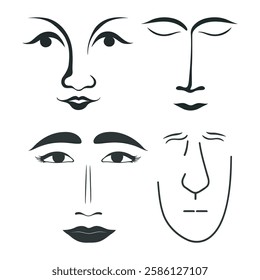 A Abstract Faces Collection - Stylized Portraits for Design Inspiration