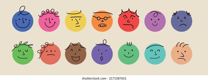 Abstract faces drawing vector art.