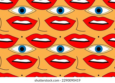 Abstract faces fashionable stylish seamless vector pattern for design and decoration