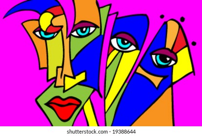 Abstract faces in graffitti look for your design