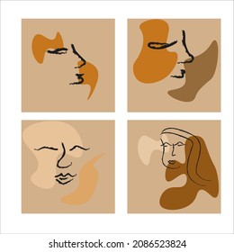 abstract faces icon vector, art