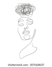 Abstract Faces One Line Art