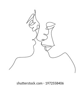 Abstract faces one line couple vector minimalist. 