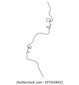 Abstract faces one line couple vector minimalist. 