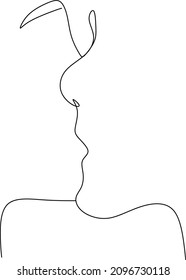 Abstract faces one line couple vector minimalist.