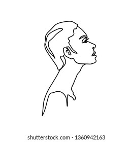 Abstract faces one line drawing. Beauty Woman Portrait minimalistic style. Isolated on white. Continuous line vector drawing