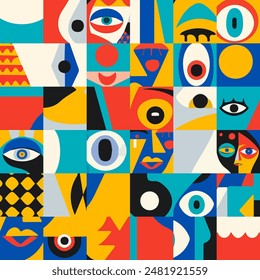 Abstract Faces Pattern vector illustration