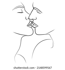 Abstract faces of people in one line. Portrait minimalistic style. Modern continuous linear art. Fashionable print.