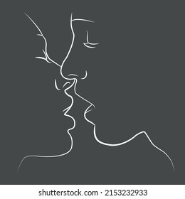 Abstract faces of people in one line. Portrait minimalistic style. Modern continuous linear art. Fashionable print.