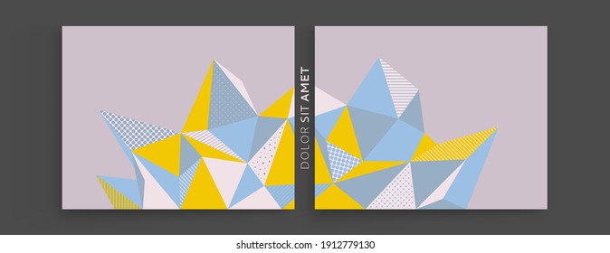 Abstract faceted background in memphis style. Geometric pattern with gems structure. Polygonal mosaic 3d vector illustration.