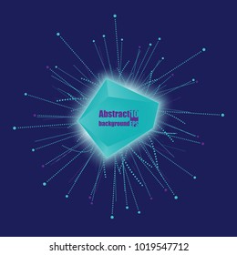 Abstract faceted element cracked into multiple fragments. Explosion effect. Eps10 Vector illustration.