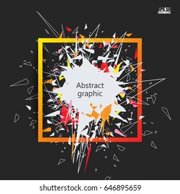 Abstract faceted element cracked into multiple fragments. Explosion effect. Eps10 Vector illustration