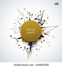 Abstract faceted element cracked into multiple fragments. Explosion effect. Eps10 Vector illustration.