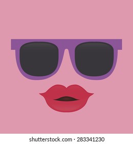 Abstract facial expression on a colored background. Vector illustration