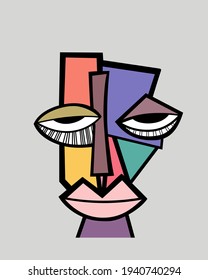 retrato facial abstracto. ilustración vectorial plana