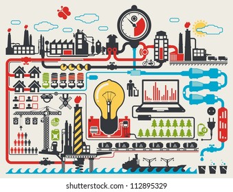 abstract factory info graphic elements, vector background