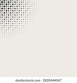 Abstract fading halftone texture built from square grain at patchy density in mono ink colors, geometric vector overlay for posters and packaging.