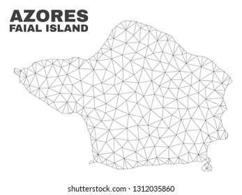 Abstract Faial Island map isolated on a white background. Triangular mesh model in black color of Faial Island map. Polygonal geographic scheme designed for political illustrations.