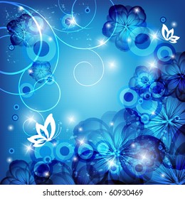 abstract fairy vector background with plants and butterflies. Eps10