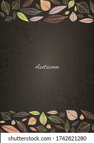 Abstract fall leaves and doodle leaves frame vector for decoration on autumn season festival.