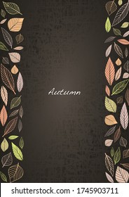 Abstract fall leaves and doodle leaves frame vector for decoration on autumn season festival.
