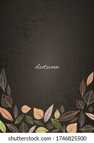 Abstract fall leaves and doodle leaves frame vector for decoration on autumn season festival.