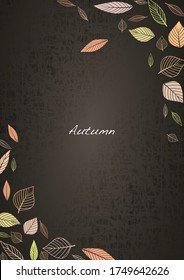 Abstract fall leaves and doodle leaves frame vector for decoration on autumn season festival.